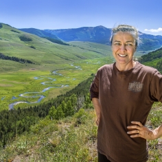 Jill Banfield working at the East River watershed field site in Colorado